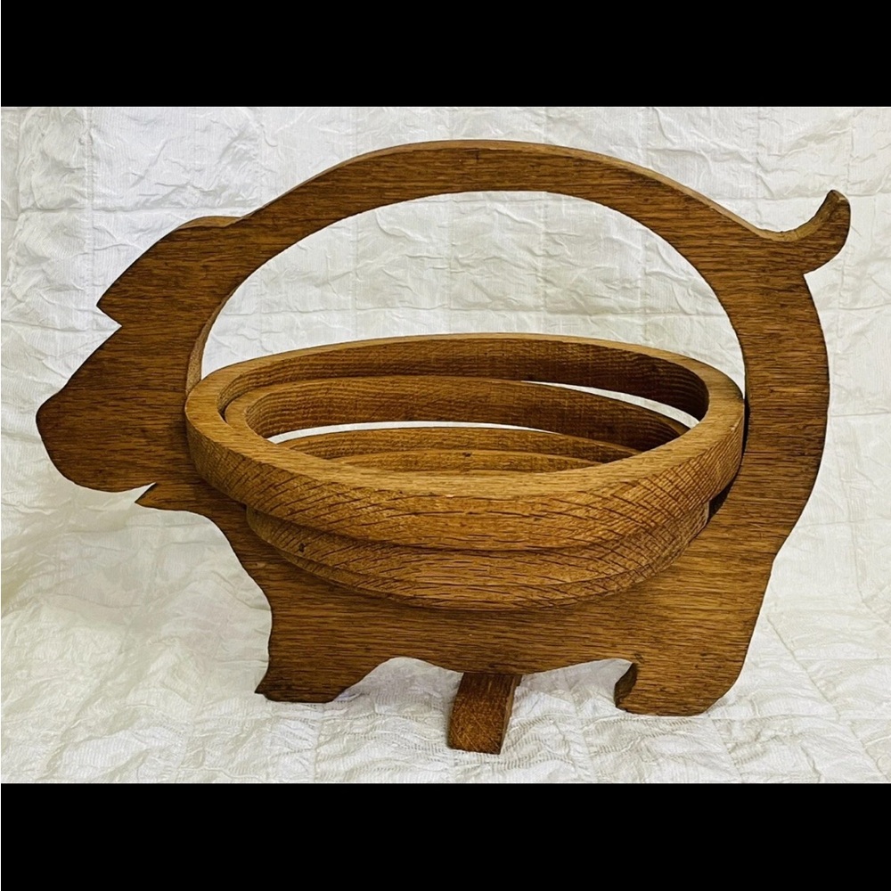 Pear Tree Baskets Collapsible Pig Piggy Wood Basket Hard To Find Farm Country